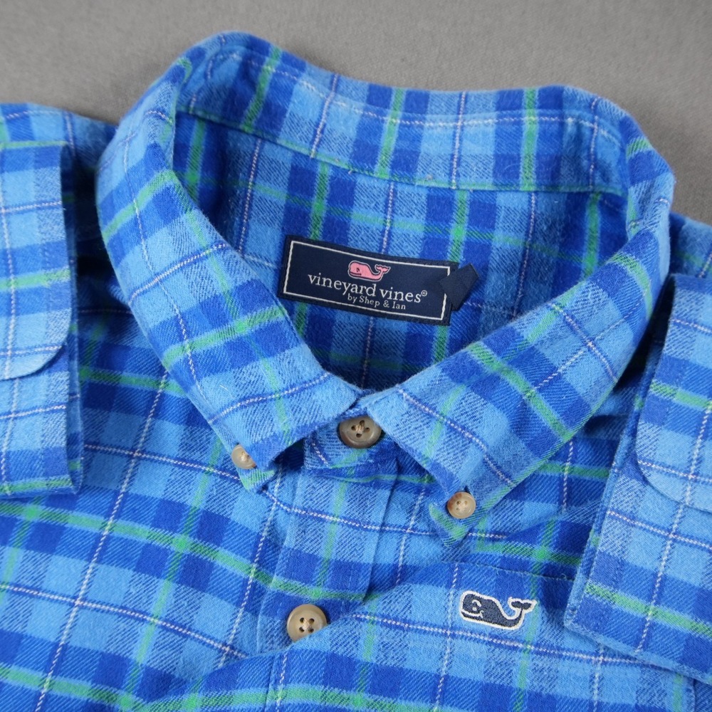 Vineyard Vines Plaid Flannel Whale Logo Office Button Down Shirt Mens XXL